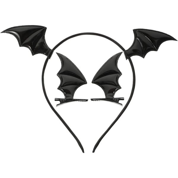 1 set söta fladdermöss för Halloween, barnens frisyrklämmor, Halloween rollspel fest (svart) Black