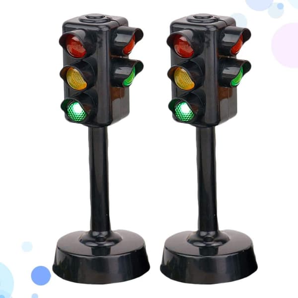 2 stk. Trafiklys Mini Trafiksignal Lampe Model Børn Læring Pædagogisk Legetøj
