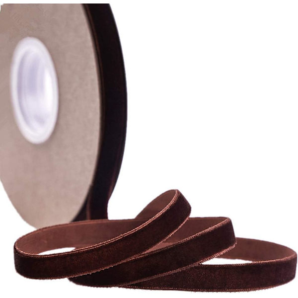 Enkelsidig sammet flockad band sytillbehör (10 mm bredd, mörkbrun)