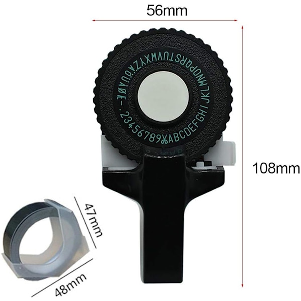 3D Mini Etikettprinter Klicka Liten Modell Manuell DIY Bokstäver Maskin Prägling Skrivmaskin (Svart)