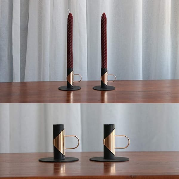 Konljus, Ljusstake för bröllop, middag, fest, jul (guld) 2 stycken
