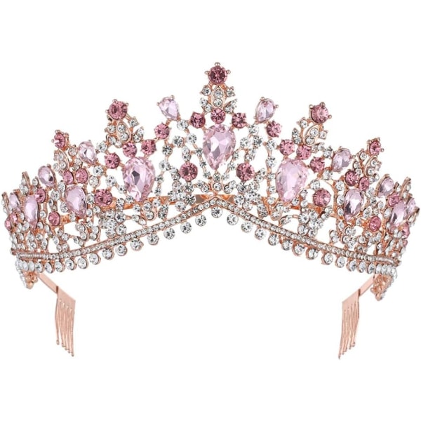 Dam Tiara med kam, Crystal Crown Strass Tiaras Pannband Queen Princess Bride Crown