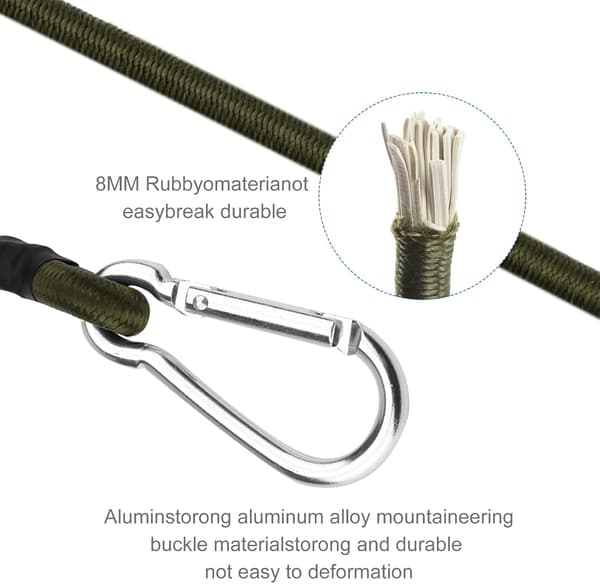 Spændegummi med karabinhage 60cm, 2 stk. spændere, 8mm
