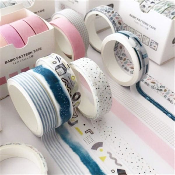 Washi-tejp Kreativ handkonto tejp, maskeringstejp självhäftande tejp DIY Scrapbook Jul presentinslagning dekoration 10 rullar*1CM*3M color 7