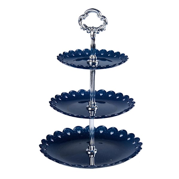 Fruktbricka 3-vånings plastbestick dessert tallrik kakställ displayställ blue