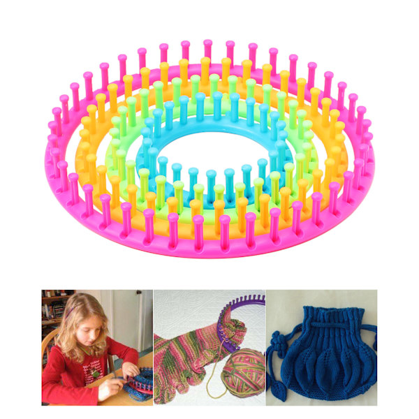 Stickningsringar Set, 4 Stickramar med Instruktioner, Stickset för Nybörjare