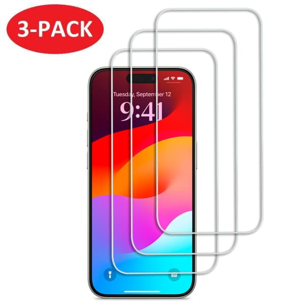 3-pakning - iPhone 15 Pro Skjermbeskytter i Herdet Glass