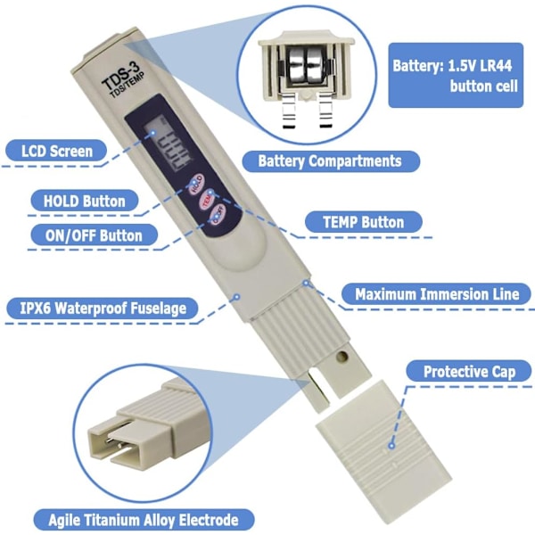 LCD Digital TDS-3 Testare, TDS Tester Pen pentru Calitatea Apei Instrument de Testare pentru Acvariu, Piscină