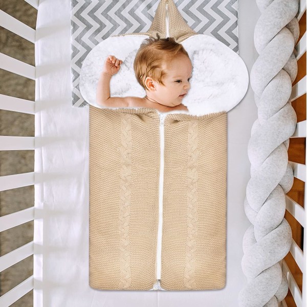 Vagn sovsäck matta ull stickad plus sammet (beige) 1 st Beige