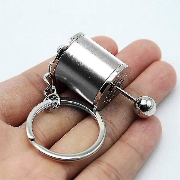 Växelspaksnyckelring, automatisk växelspaksmodell nyckelring växlad formad metall (4,05 x 1,61 x 0,8 tum) (Silver) Silver