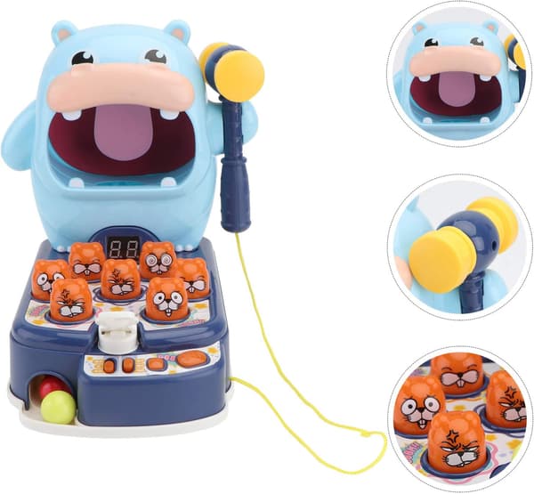 Cartoon whack-a-mole leksak 1 st (whack-a-mole flodhäst)+5 bollar color 2
