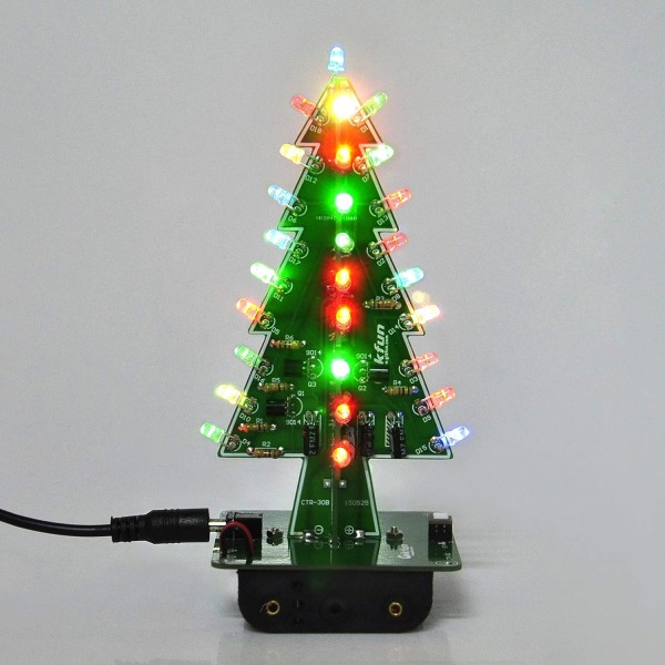 3D tredimensionell Tre-färgad julgran LED elektronisk övning DIY kit
