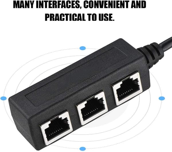 RJ45 Ethernet netværksadapter, RJ45 netværks-ethernetkabel 1 til 3 LAN netværksstiksplitter