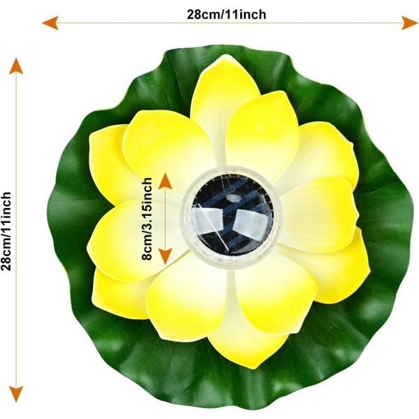 Solcellsflytande lotusljus 7 färger RGB vattentät LED-pooldlampa (gul) yellow