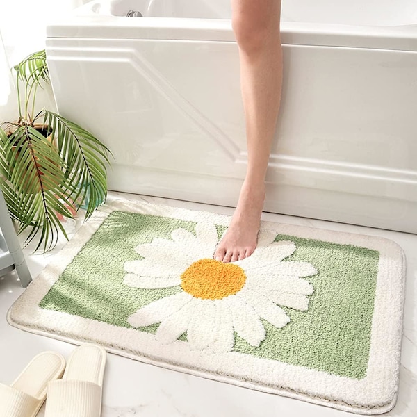 Badrum halkfri matta Daisy supermjuk entrématta (grön, 40x60 cm) green