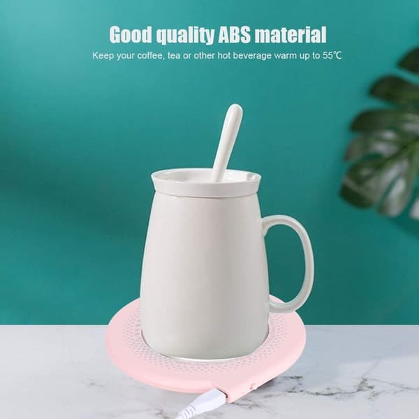 Koppvarmer-Multifunksjonell USB Kaffekoppvarmer for Hjemmekontorpult Oppvarmet Kaffe 55℃ Pink