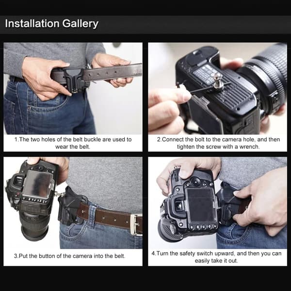 DSLR kamerabælteclips, kameraholderclips til bælte, kamerabælteholder, kamerabælteclips, sort