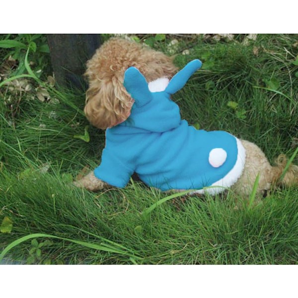 Mjuk vinterhoodie för husdjur, hundkläder cosplay kanindräkt (blå, XL) 1 st Blue xl