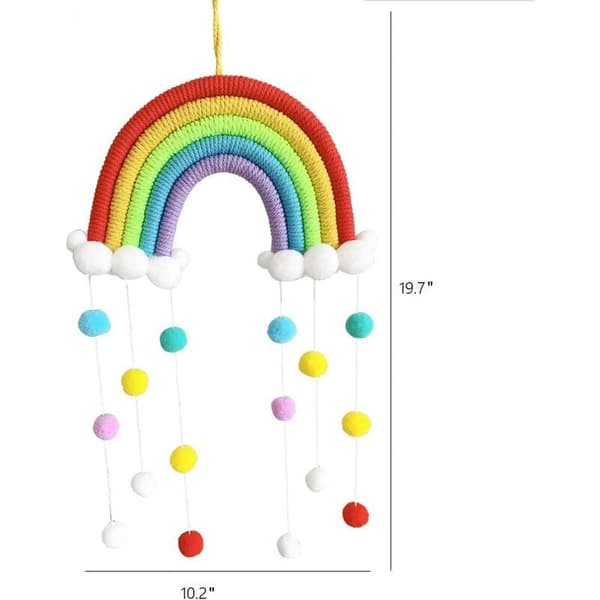 Handgjord vävnad Boho väggdekoration Bomullstofs kant för heminredning - Molnregnbåge 26 * 50cm