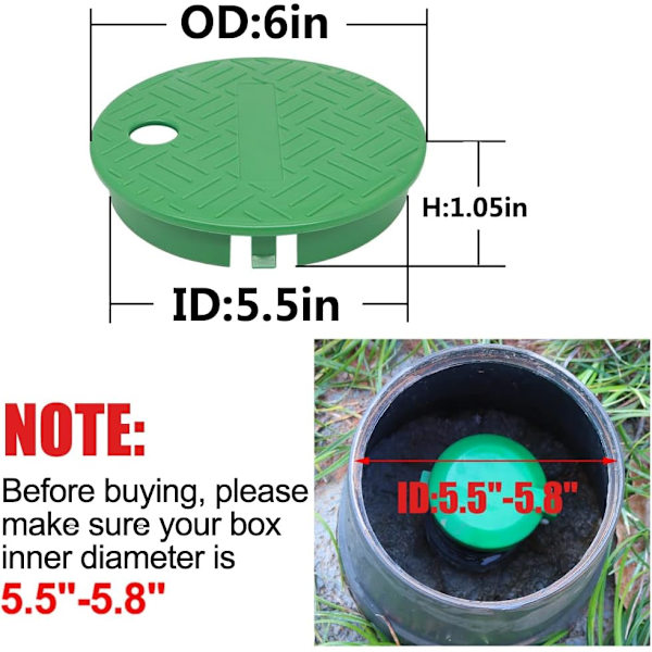 2-pack ID 5,5\" OD 6\" ventilkåpslock för sprinkleranläggning cirkulär ventil
