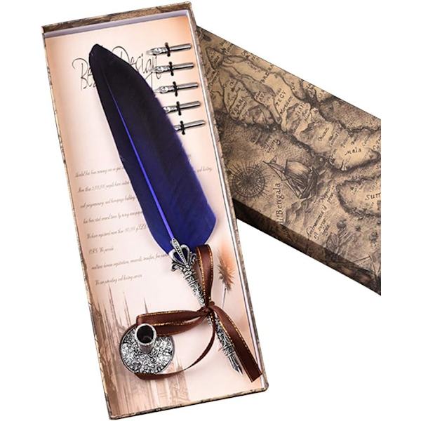 Fjäderpenna Handgjorda Skrivpennor Retro Design Dip Pen Set Royal