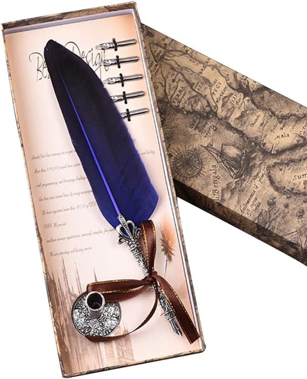 Fjerpen Håndlavede Skrivepenne Retro Design Dip Pen Sæt Royal