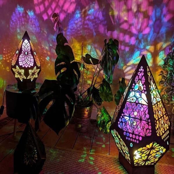 Diamantlys, Boho hule farvede lys, smarte knaplys, farverige, til indretning