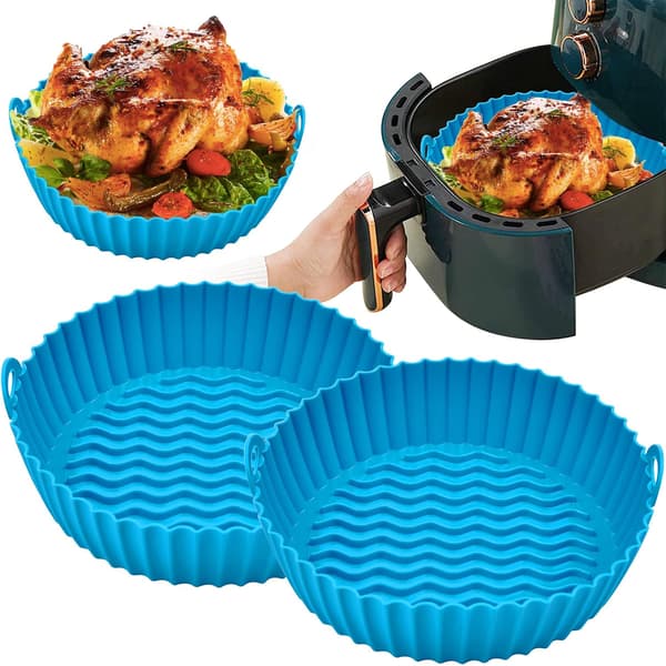 Gjenbrukbar silikon bakeform Airfryer (20 cm) blå 2 stk