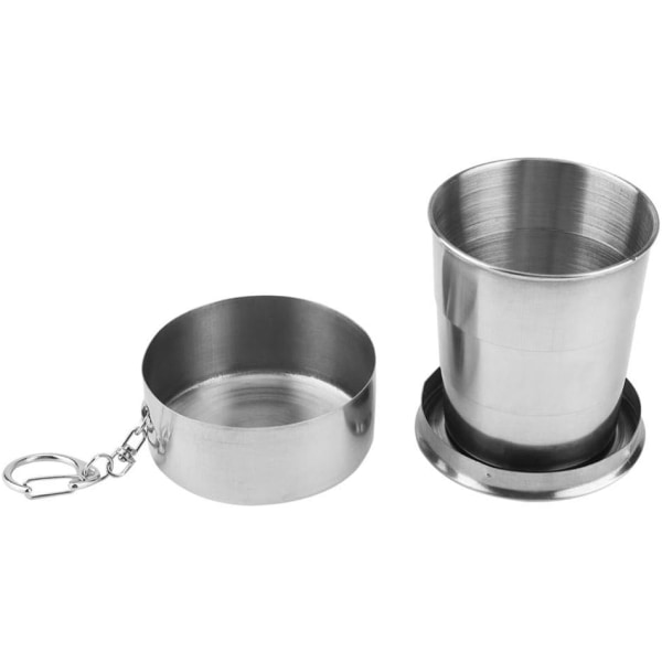 Rostfritt stål mugg, Camp Keychain Design Retractable Telescopic Mug Metallmugg Stapelbar(M) 150ml