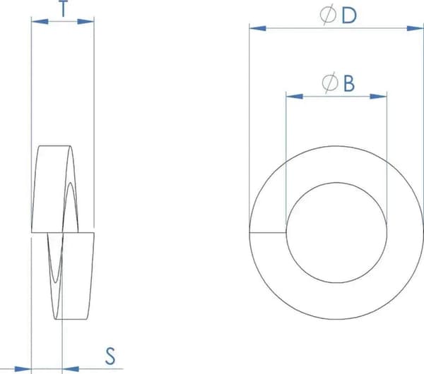 M8 (8mm) rektangulær fjærskive - A2 rustfritt stål (pakke med 100)