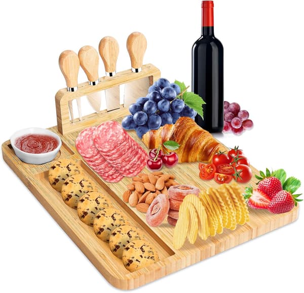 Bambus Ostebakke Deli Board Ostebakke Serveringsfad 14 x 11 Tommer Køkkentilbehør