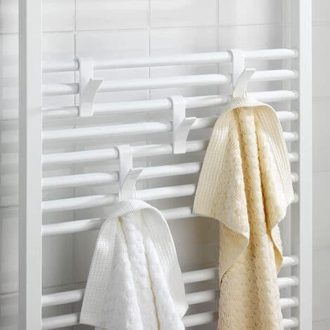 Radiatorkrok, håndkletørkende radiatorkrok, hvit plast, 2 sett