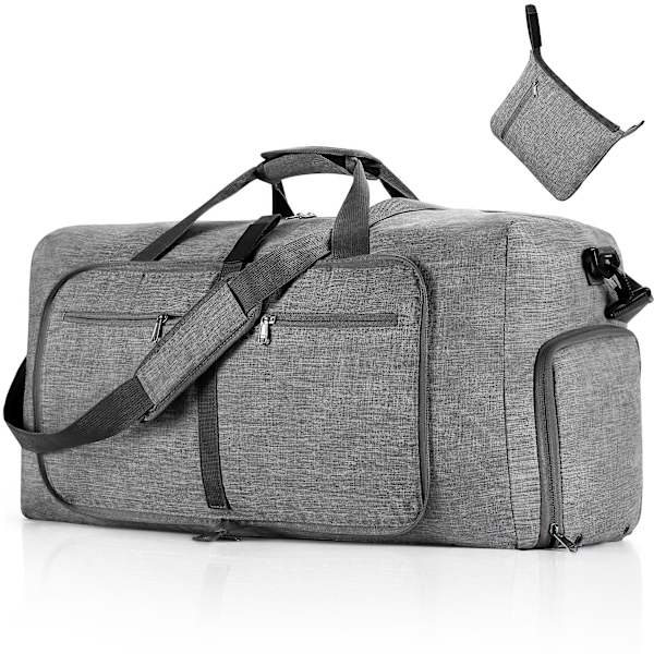 65L Packable Duffel Bag med skofack Unisex Resväska Vattentålig Duffel Bag (Grå) Grey
