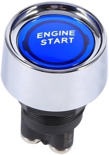 Bil Momentan Startbryter, 12V Bilmotor Trykknapp Start Stopp Bryter Tenningsstarter (Blå)