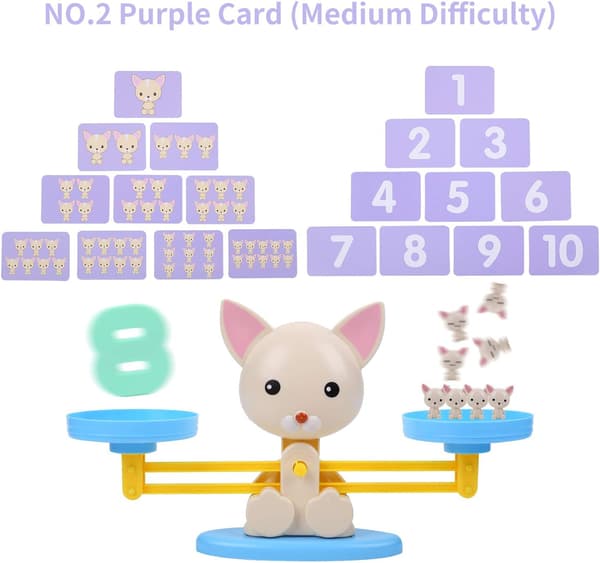 Matematiikan oppimispeli Monkey Match, laskulelut, STEM-koulutusväline lahja lapsille (koira)
