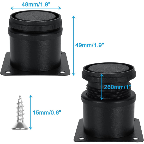 Set med 8 justerbara möblerfötter, Ø 50 mm/höjd 50 mm Sofafot i rostfritt stål, fot för soffbord Med 32 skruvar 50*50mm