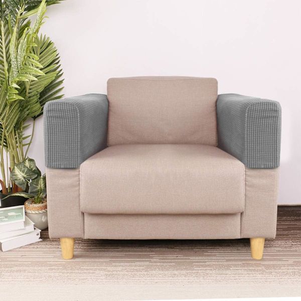 2PCS Soffa Armstödsskydd, Justerbara, Stretch Soffa Armstödsskydd, Halkskydd Möbelskydd (grå) grey