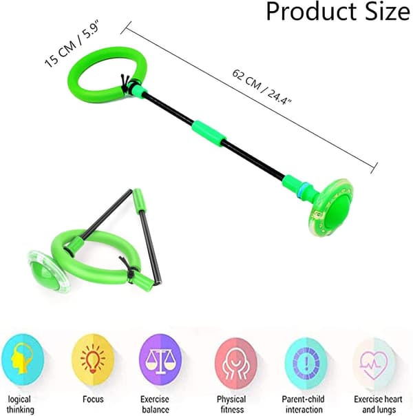 Børns blinkende sjippering, sports-sjippebold, foldbar flash-sjippebold, egnet (grøn) green