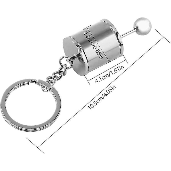 Växelspaksnyckelring, automatisk växelspaksmodell nyckelring växlad formad metall (4,05 x 1,61 x 0,8 tum) (Silver) Silver