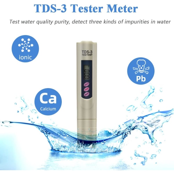 LCD Digital TDS-3 Tester, TDS Water Tester Penna Vattenkvalitetstestverktyg för akvarium, simbassäng