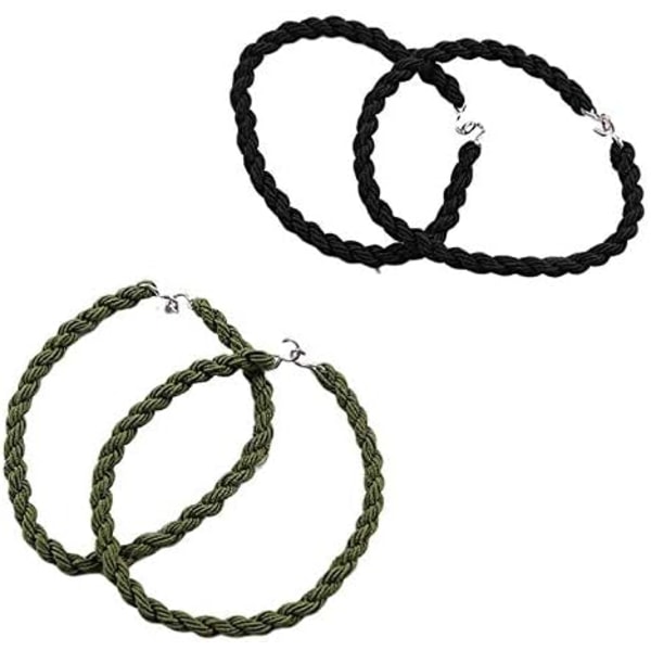2 par elastiska stövelremmar Byxbensblus Strumpeband med metallkrok (grön, svart)
