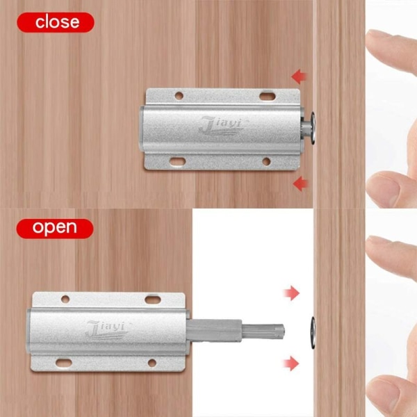 Push to Open Magnet Skåpdörr Jiayi 2 delar Aluminium Magnetisk Lås Dörrstängning Push Open Dämpare för skåp Lådstängningssystem