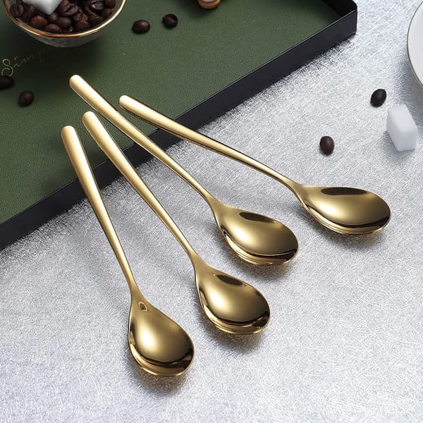 5,5 tommer mini kaffeske i rustfrit stål køkkenbestik 12 stk (guld) gold