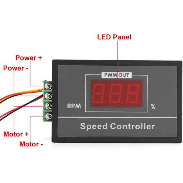 Justerbar PWM-motorhastighetsregulator Digital display DC-motorstyrning Regulator