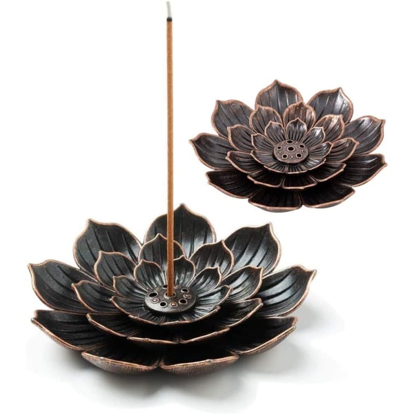 Sovrum sex-håls koppar lotus rökelse pinne (brons stor) 2 stycken