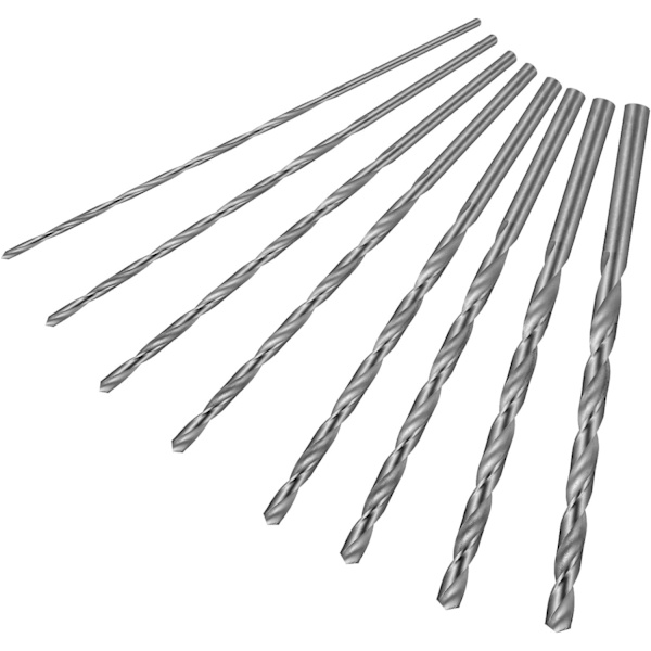 8 st 200 mm extra långa spiralborrset, 4 mm 4,2 mm 4,5 mm 5 mm 5,2 mm 6 mm 8 mm 10 mm HSS rakskaftad borrsats
