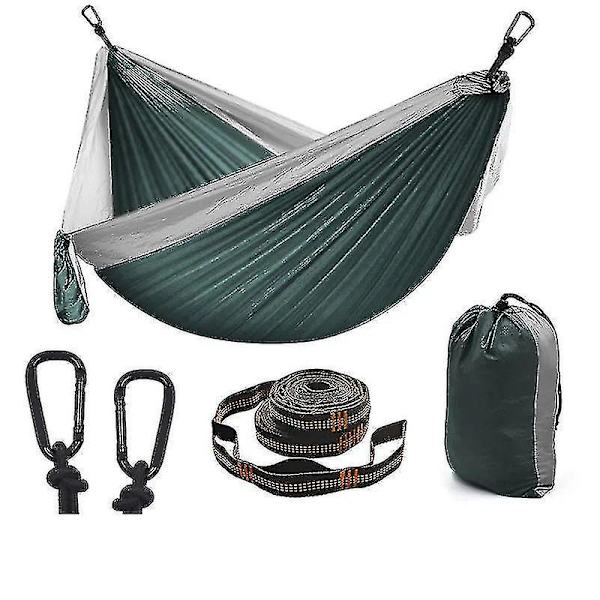 Nylon Bärbar Hängmatta för 2 Personer Utomhus med Träremmar & Aluminiumlegering Karabiner, (270*140cm) color 2