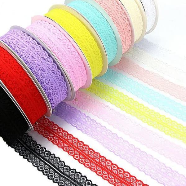 45 meter mønstret blondetape rull blomsterblonder webbing stoffpynt (beige) beige