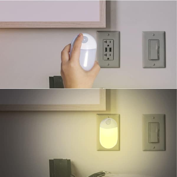 LED Bevægelsessensor Natlys Energibesparende Stik til Børneværelse (Varm Hvid)