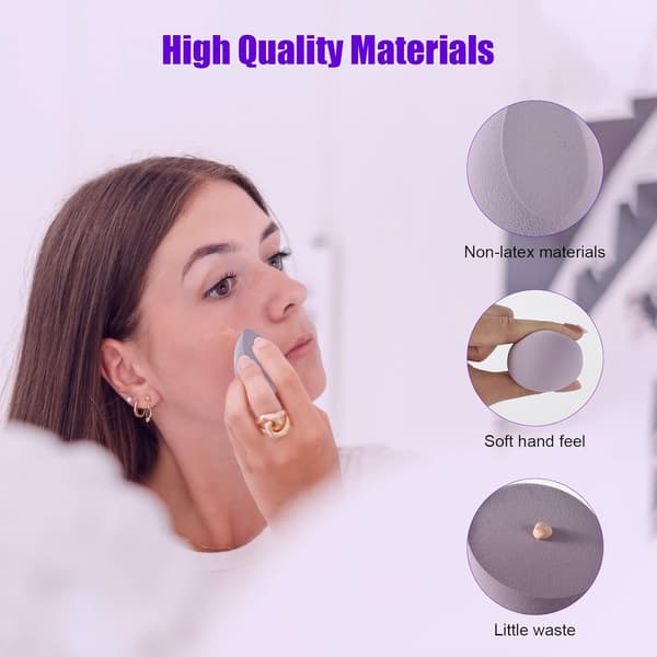 4 stk. Makeup Svamp Beauty Blender Sæt - Makeup Svampe Til Foundation Blender Purple